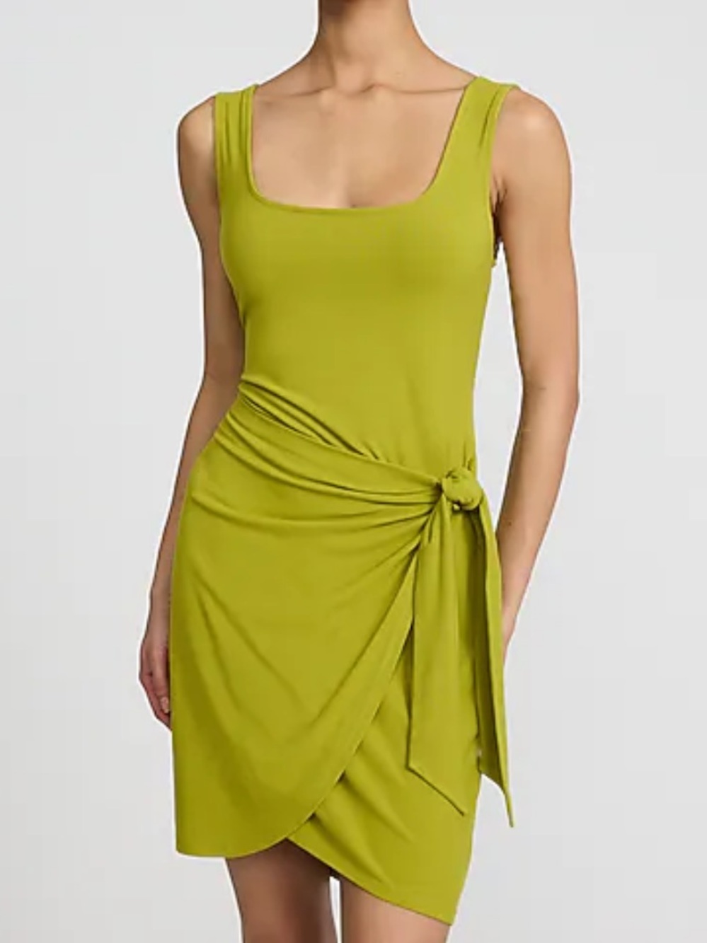 Express Charteuese Green Sleeveless Tie-Waist Mini Dress